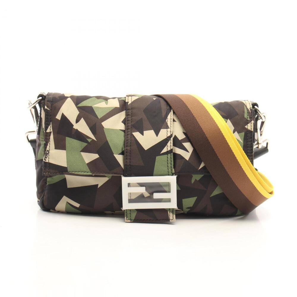 Fendi Mamma Baguette Shoulder Bag/Handbag, Nylon and Leather, Women's, Khaki/...
